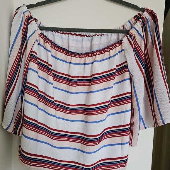 Lucca Couture Convertible Shoulder Striped Top, S - Picture 2 of 7